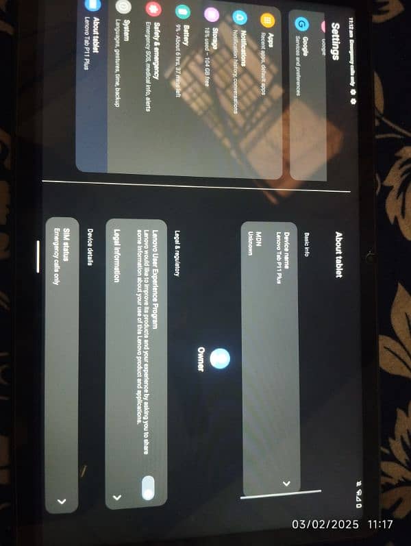 Lenovo tab 11 plus 3