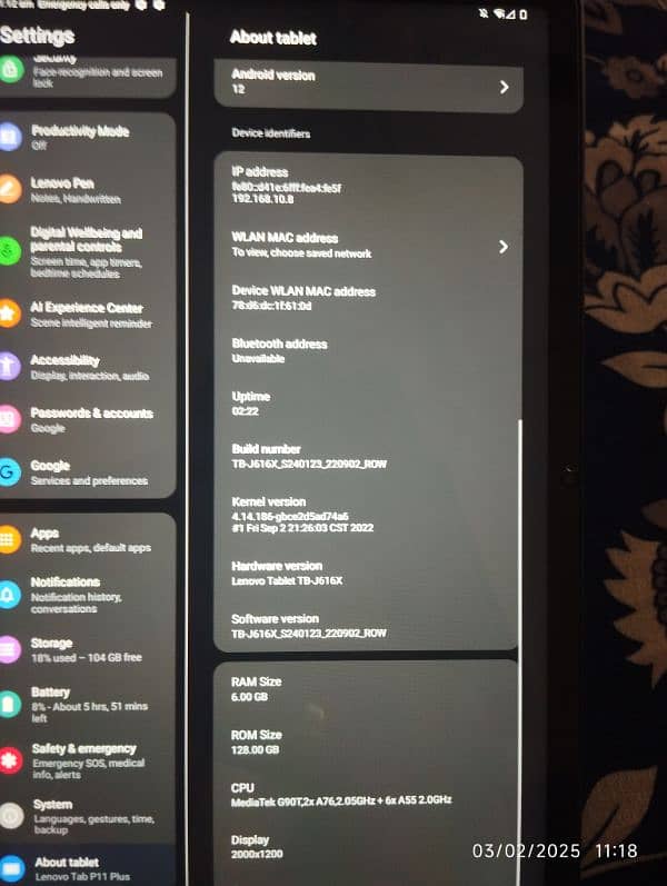 Lenovo tab 11 plus 4