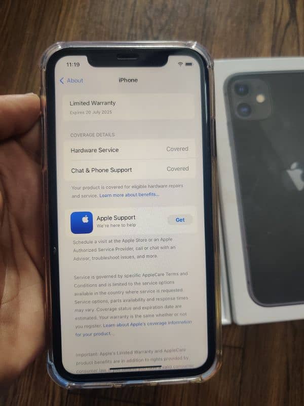 Iphone 11/ 64GB box pack with warranty till 20 July 2025 \\ 100 3