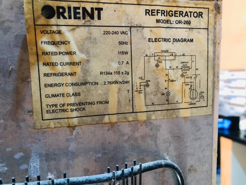 Orient Refregrator Model: OR-260 1