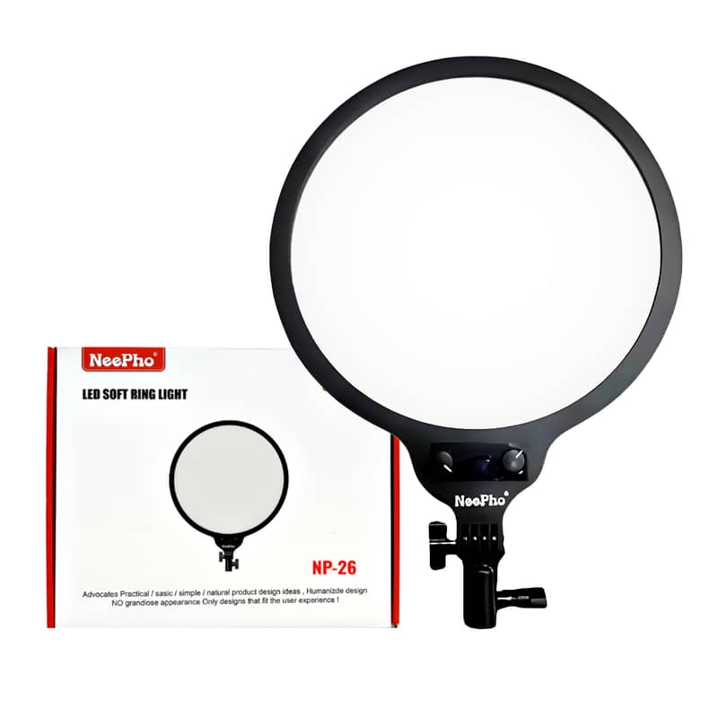 Neepho 26cm Led Soft Ring Light With 360 Rotating Pan Tilt 0