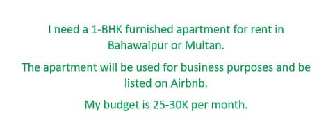 Need  1 BHK apartment