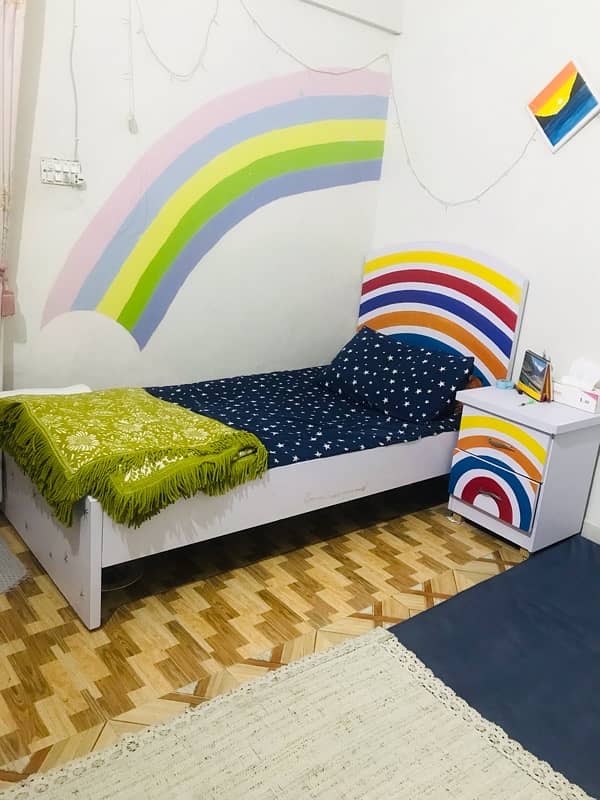 bed with side table without mattress 0