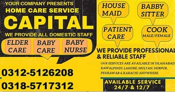 House Maid, Babysitter, Patient Care, Nurse Staff, Driver, Maids, Cook