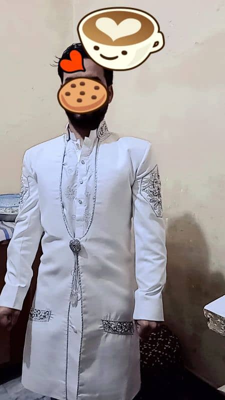 sherwani white colour just sherwani 1