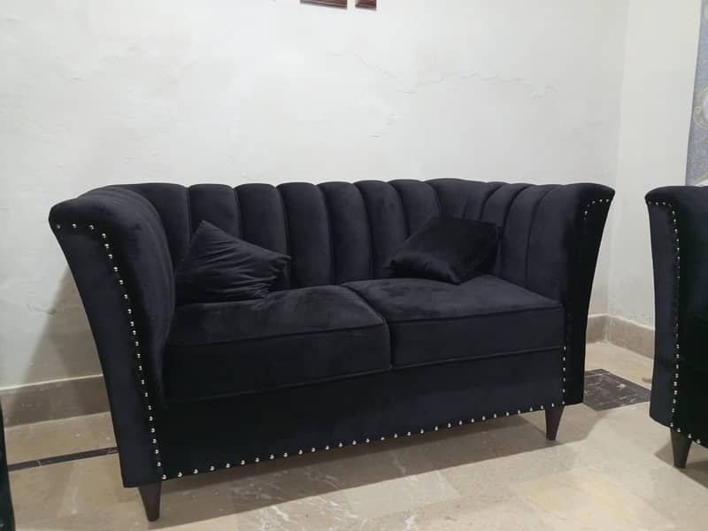 7 Seater Sofa Available For Sale || Black & Shine Velvet Sofa Set 1