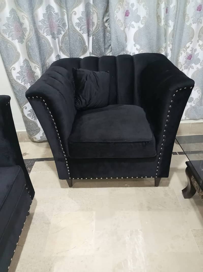 7 Seater Sofa Available For Sale || Black & Shine Velvet Sofa Set 6