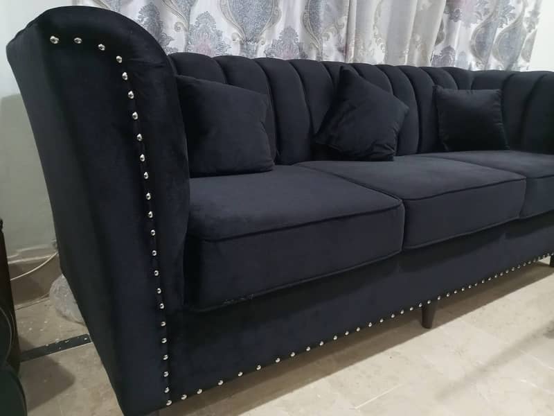 7 Seater Sofa Available For Sale || Black & Shine Velvet Sofa Set 7