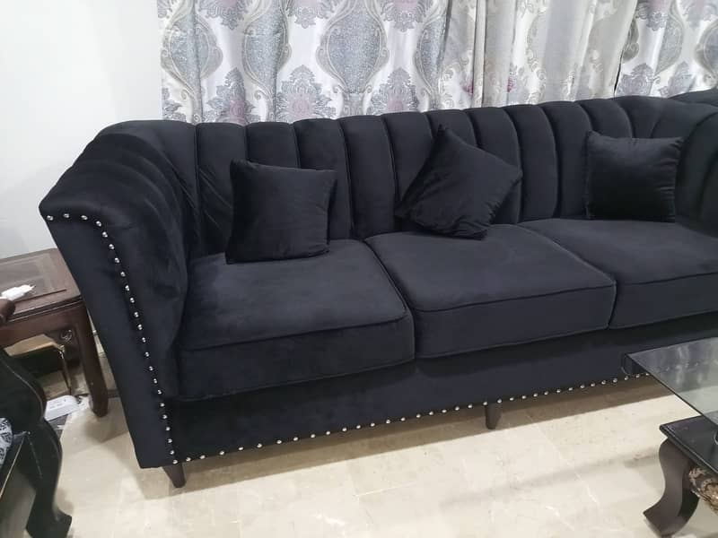 7 Seater Sofa Available For Sale || Black & Shine Velvet Sofa Set 9