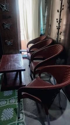 Heavy Plastic Chairs & Table Set for Sale