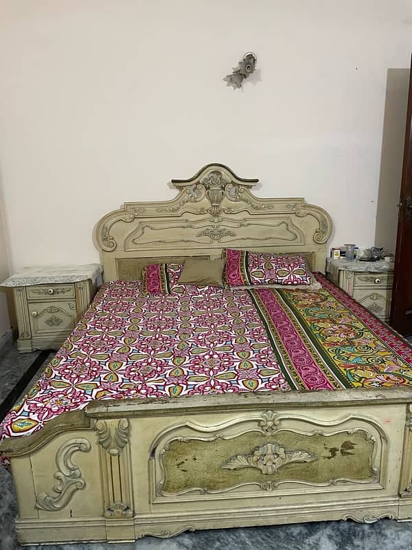 Pure wooden bed set deco paint 5