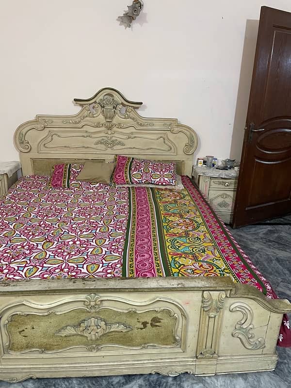 Pure wooden bed set deco paint 6