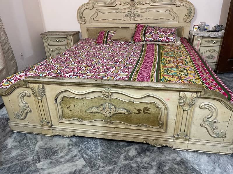 Pure wooden bed set deco paint 10