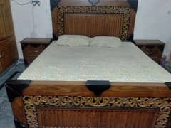 King size bed set with two side tables and dressing table