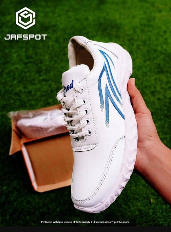 Man's Running Sneakers. white with blue lines 1