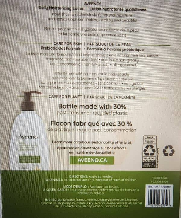 Aveeno Daily Moisturizing Lotion, 2-pack, 710 ml each 1