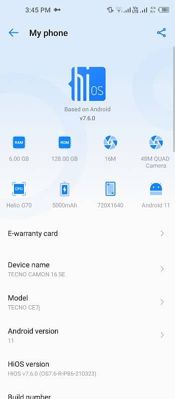 tecno camon 16 se with box charger 10/8 6