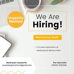 Marketing staff Urgently needed | hiring Salesman