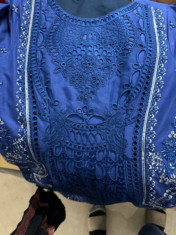 its very beutifull enriched blue colour with silk duppta 3 piece suit 1