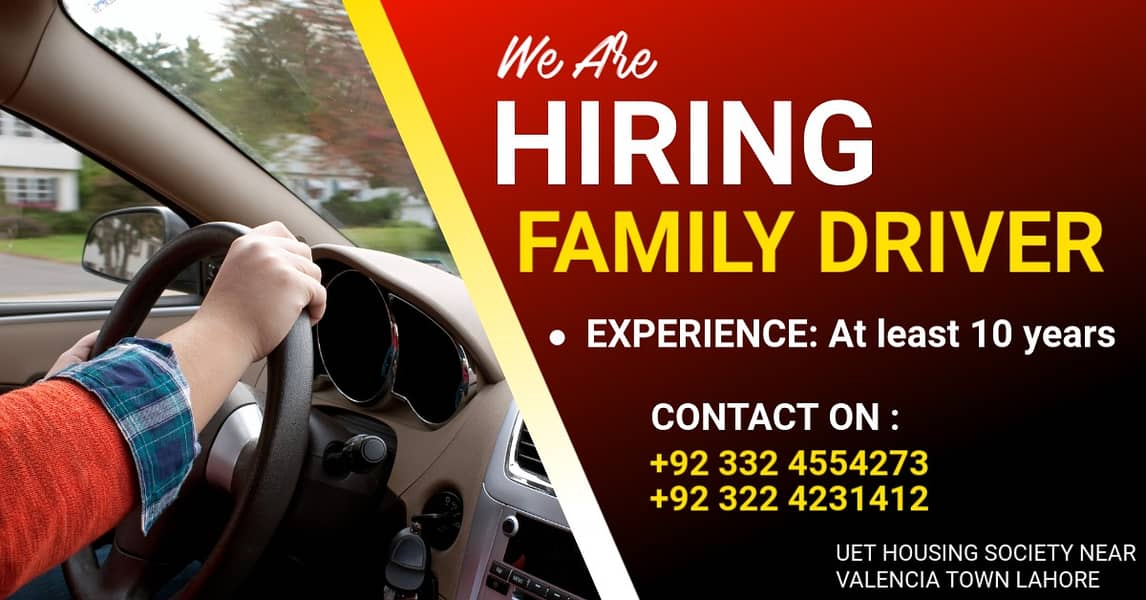 Experience Driver Required for Familyبا اخلاق گھریلو ڈرائیور کی ضرورت 0