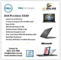 Dell Precision 5540 Intel Core i7-9th Gen 6 Cores 12 Logical CPU 12 M