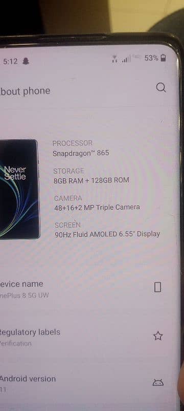 oneplus 8.8gb. 128gb.   9/10 condition 6