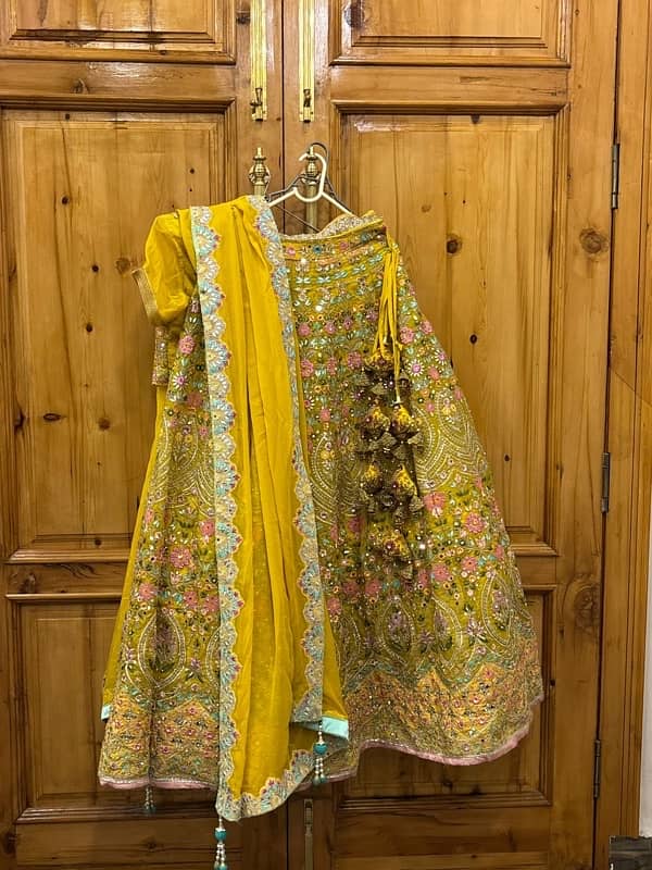 Mehndi dress lehnga choli with mirror work 1