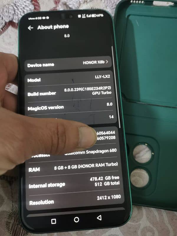 honor x8B 8+8Ram 512GB storage sim working with full packing 10 by 10 6