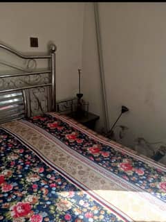 Steel Bed With Mattress + dressing side tables