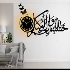 Calligraphy  lighting art wall clock . cash on delivery