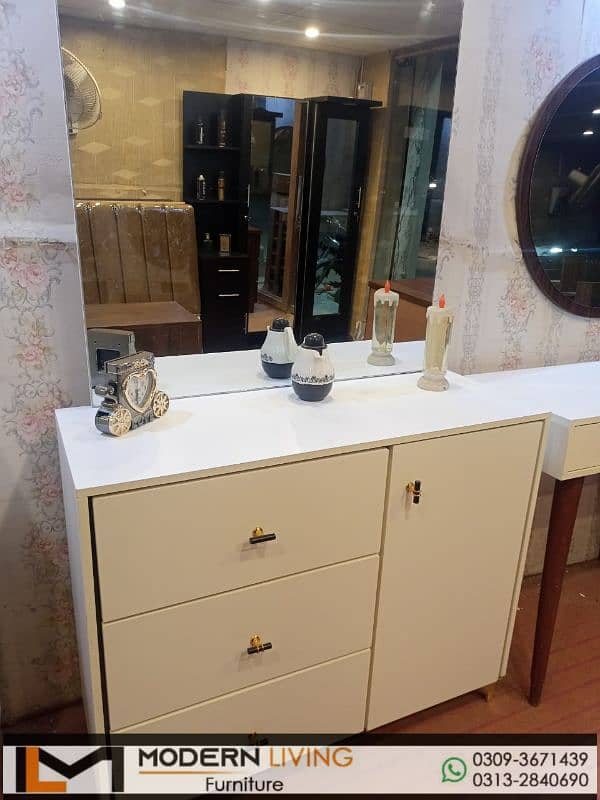 Dressing Table 6 drawers round mirror best quality 1