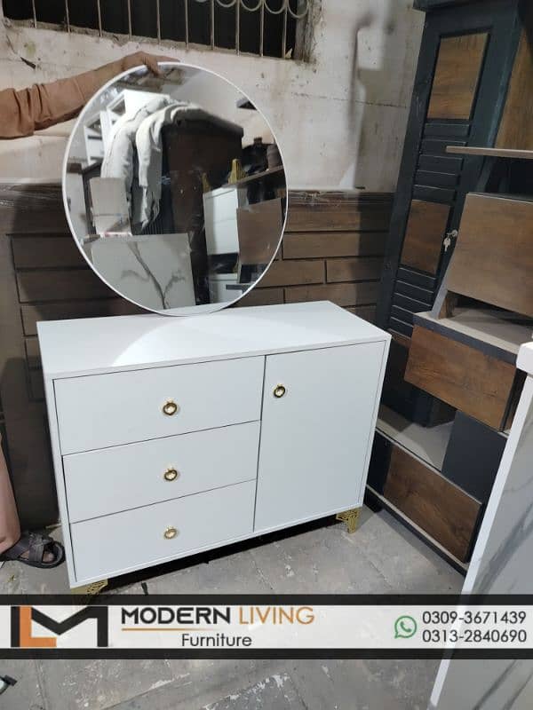 Dressing Table 6 drawers round mirror best quality 3