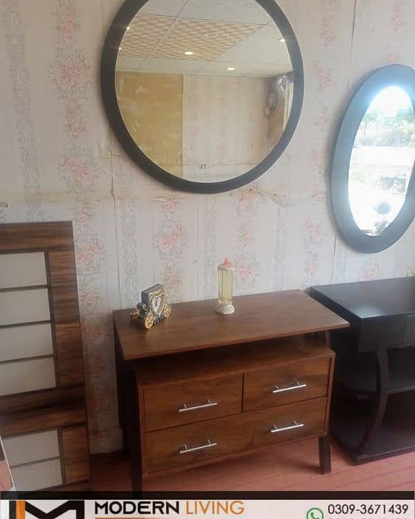 Dressing Table 6 drawers round mirror best quality 11