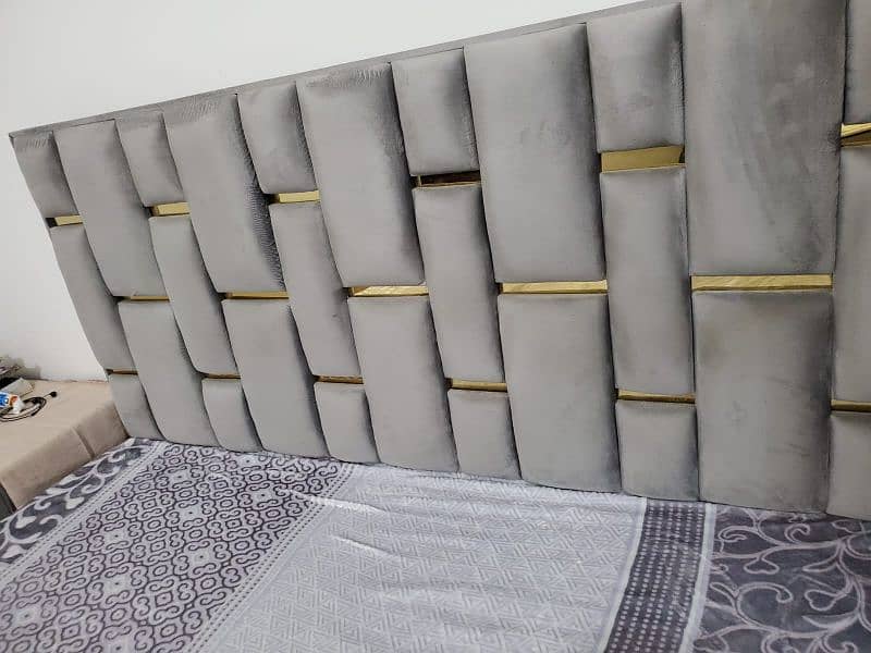 Gray color Queen size bed. 1 year used. 1