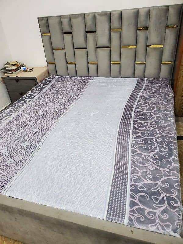 Gray color Queen size bed. 1 year used. 2