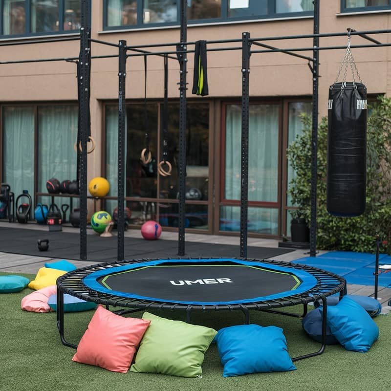 Trampoline \ Eva Mats \ Slides\Swings\kids play area\Flooring\Call us 4