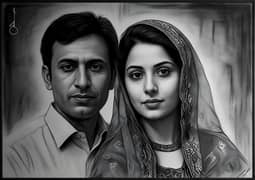 Order Custom Couple Hyper Realistic Pencil sketch in Karachi