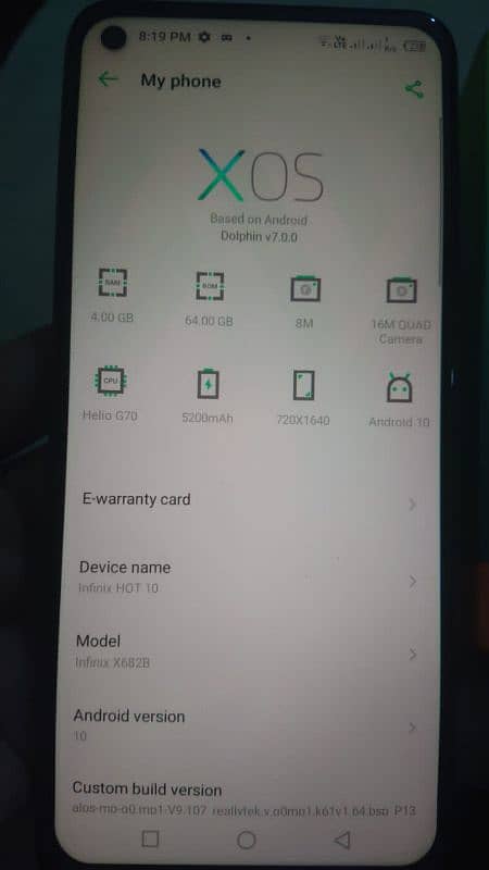 infinix Hot 10 4GB + 64GB G70 Processor 10