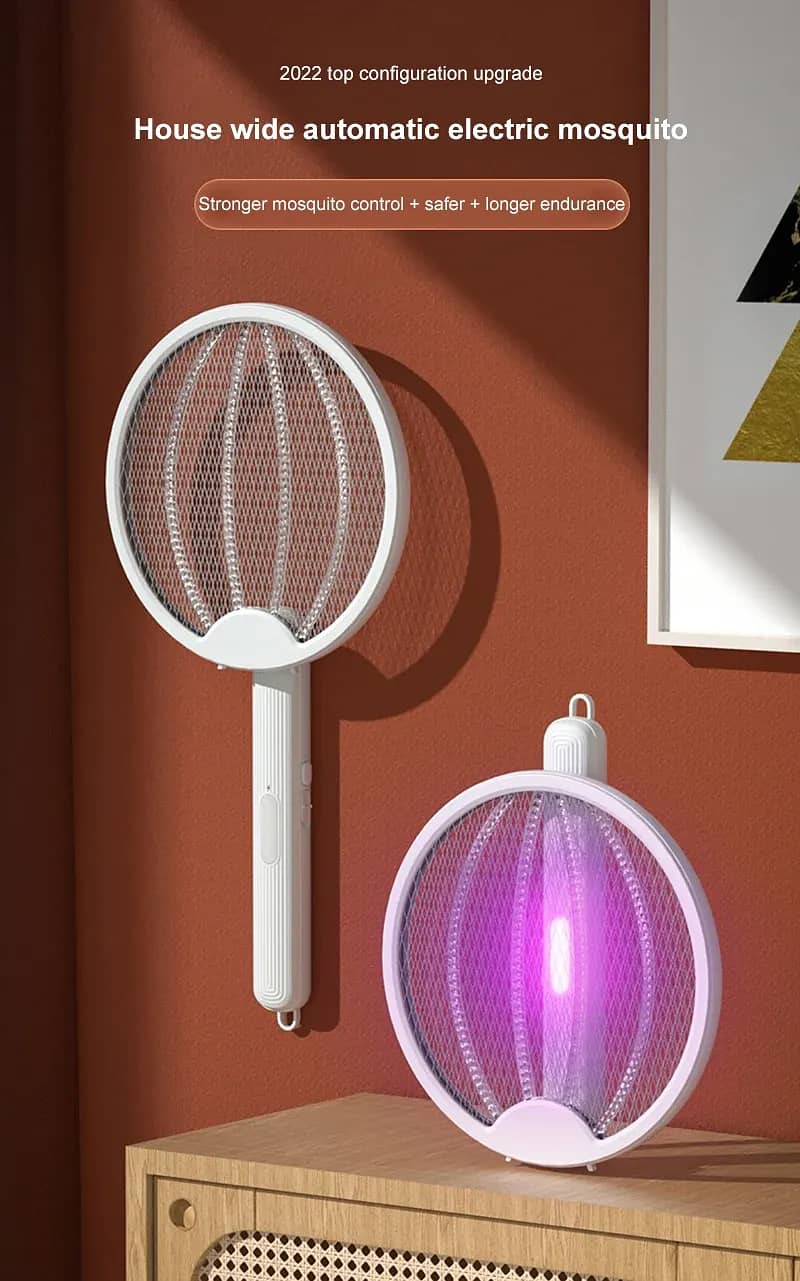 2in1 Electric Fly Swatter Racket,3500V HighVoltage Electric Bug Zapper 0