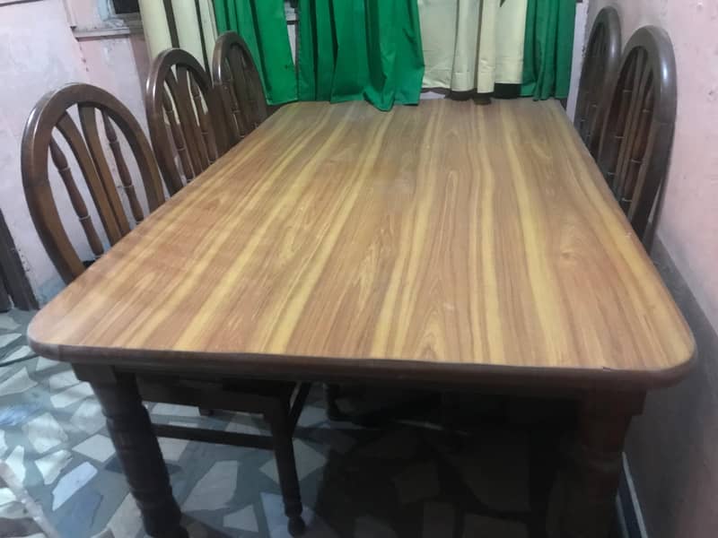 Large Family Dining Table with six chairs | Fully Pure Wooden Only | 3