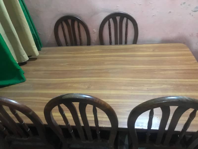 Large Family Dining Table with six chairs | Fully Pure Wooden Only | 4