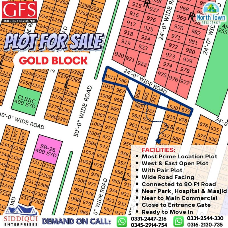 CORNER PLOT SALE IN NORTH TOWN RESIDENCY PHASE 1 GOLD BLOCK 2