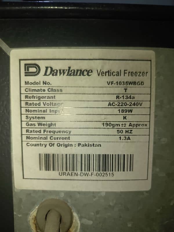 Dawlance Vertical Freezer 5