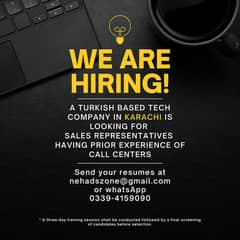 Turkish based Tech Company in Karachi is looking for Sales Rep