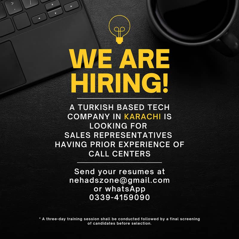 Turkish based Tech Company in Karachi is looking for Sales Rep 0