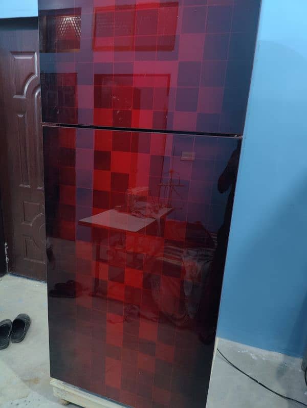 WAVES CHECKERED GLASS SERIES (CGS) WR-320 RED INVERTER REFRIGERATOR 4