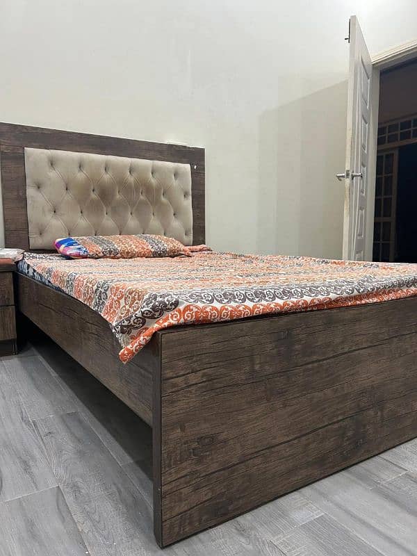 complete Wooden texture Bet Set With Wordrobe with new matress 2