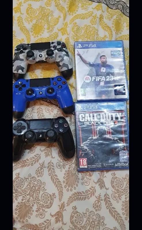 ps4 slim 500gb not sealed all ok with 3 controllers fifa23 cod 5