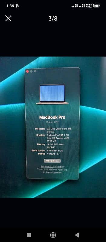 MacBook Pro 2017 500 Gb 16 Gb 3.5 gpu 5