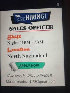 we are hiring for sales officer